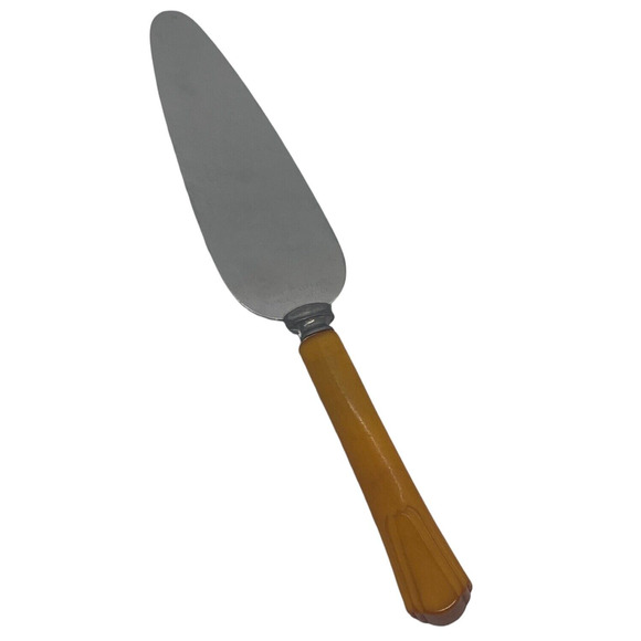 Mid 20th Century Pie Tarte 9 1/4" Server Stainless Steel Blade Celluloid Handle - Picture 12 of 12